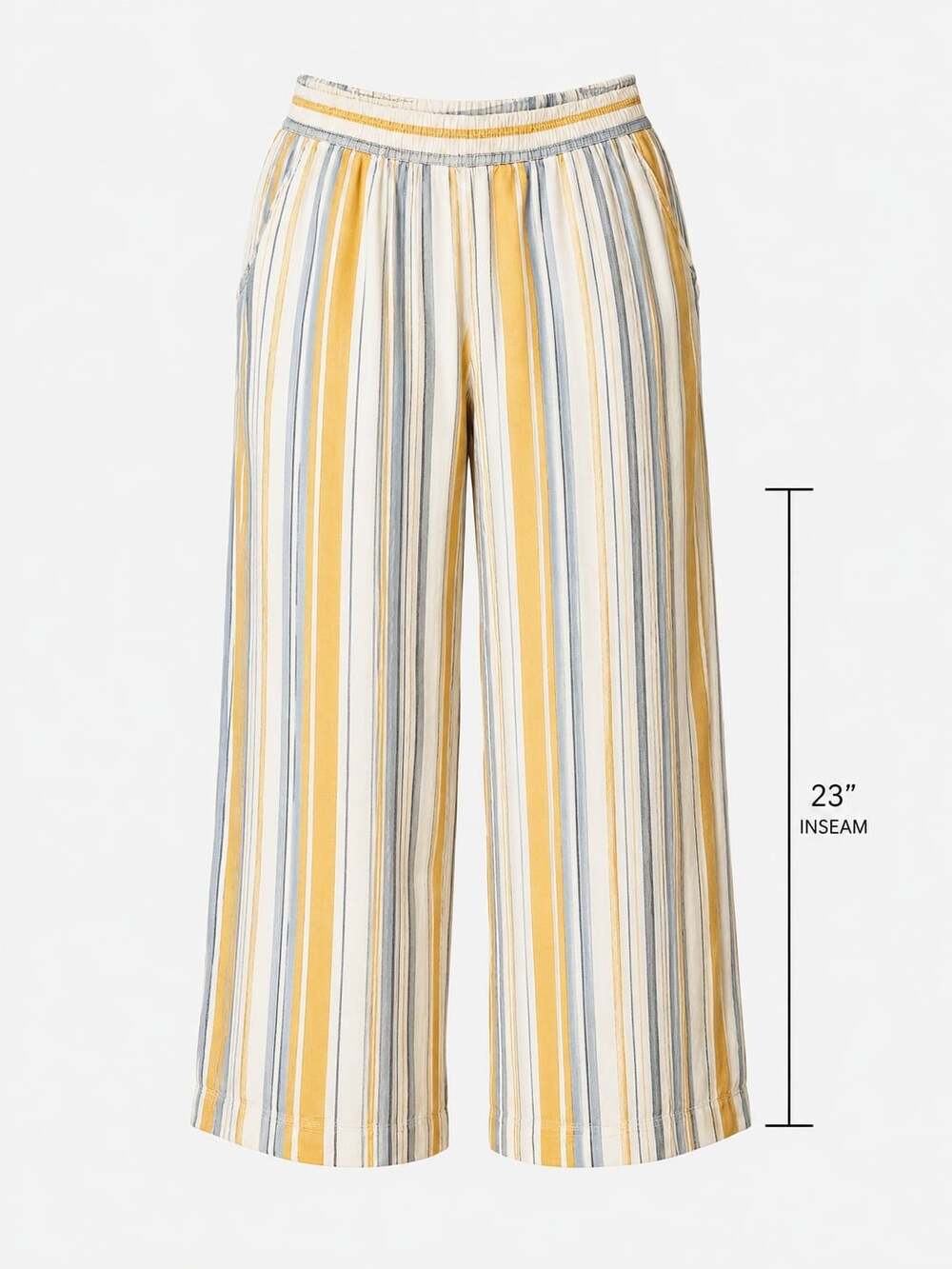 Counterparts Women's Large Striped Wide-Leg Pull On Linen Blend Cropped Pants